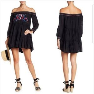 NWT Free People Black Sunbeams Mini Dress Large